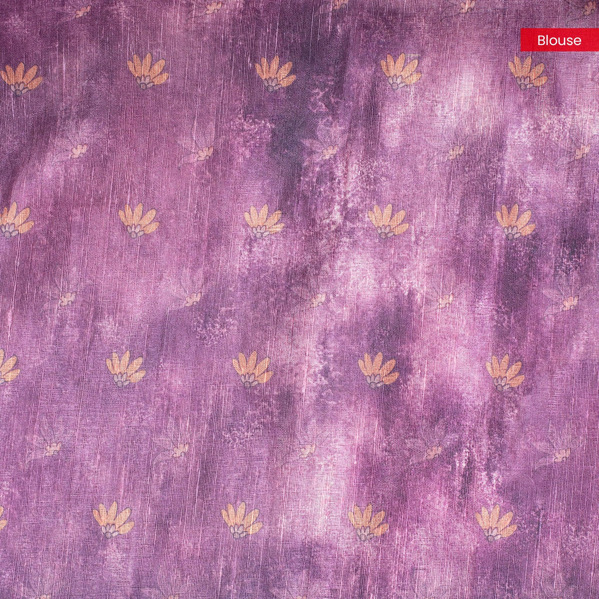 Semi Tussar Silk Saree – Eco Digital Floral & Leaf Print - Kleem Boutique