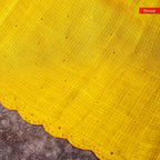 Tussar Kota Yellow Saree with Digital Print & Mukesh Work - Kleem Boutique