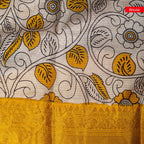 Pure Handloom Kanchi Border Silk Saree with Digital Prints - Powdered Blue - Kleem Boutique