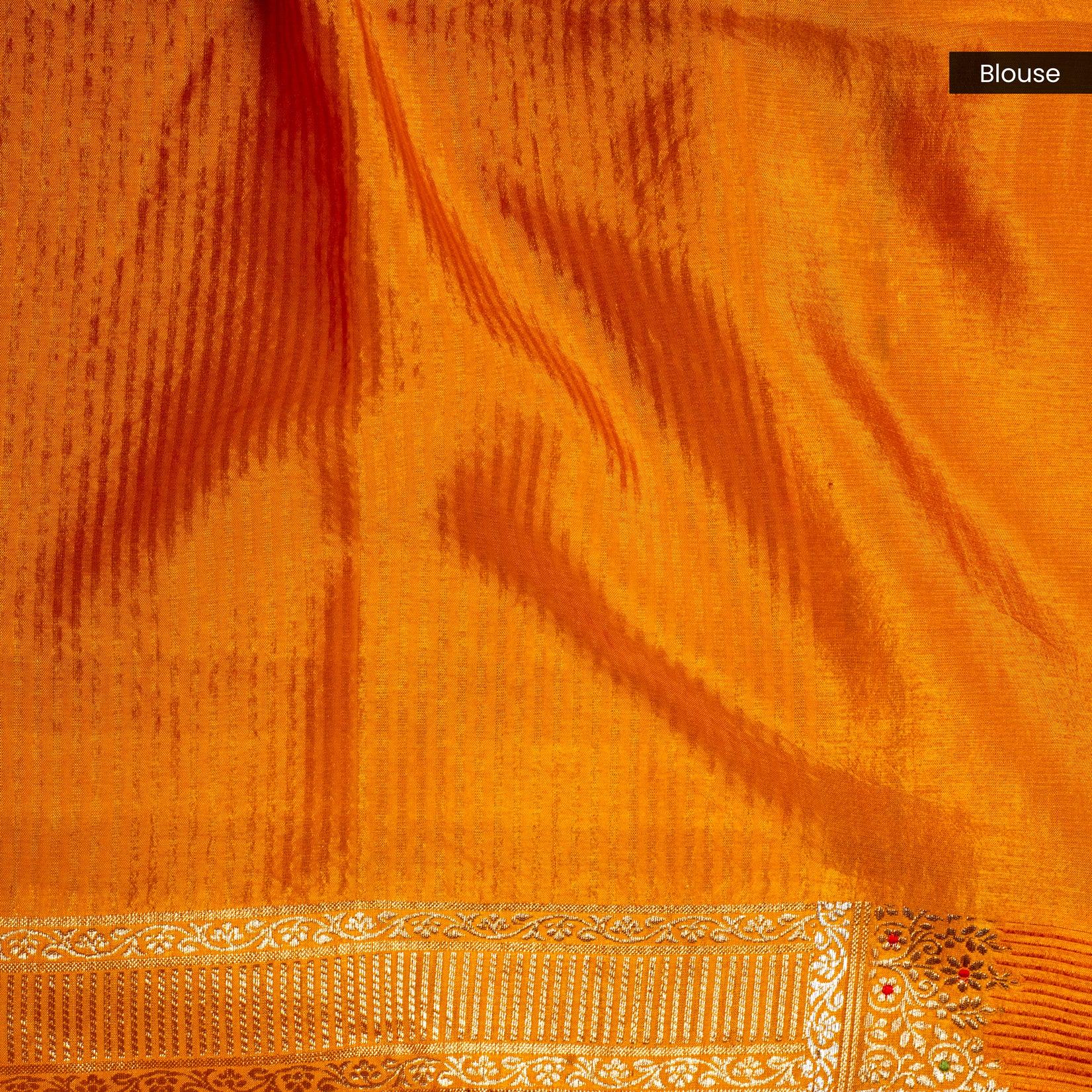 Raw Mango Saree – Orange with Butti Design - Kleem Boutique