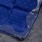 Handloom Kora Saree with Sequin Work – Deep Navy Blue