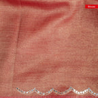 Soft Crushed Tissue Saree with Mirror Work – Rust Colour - Kleem Boutique