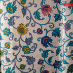 Pure Handloom Tussar Silk Blue & Off-White Saree with Vertical Pattern & Mirror Work - Kleem Boutique