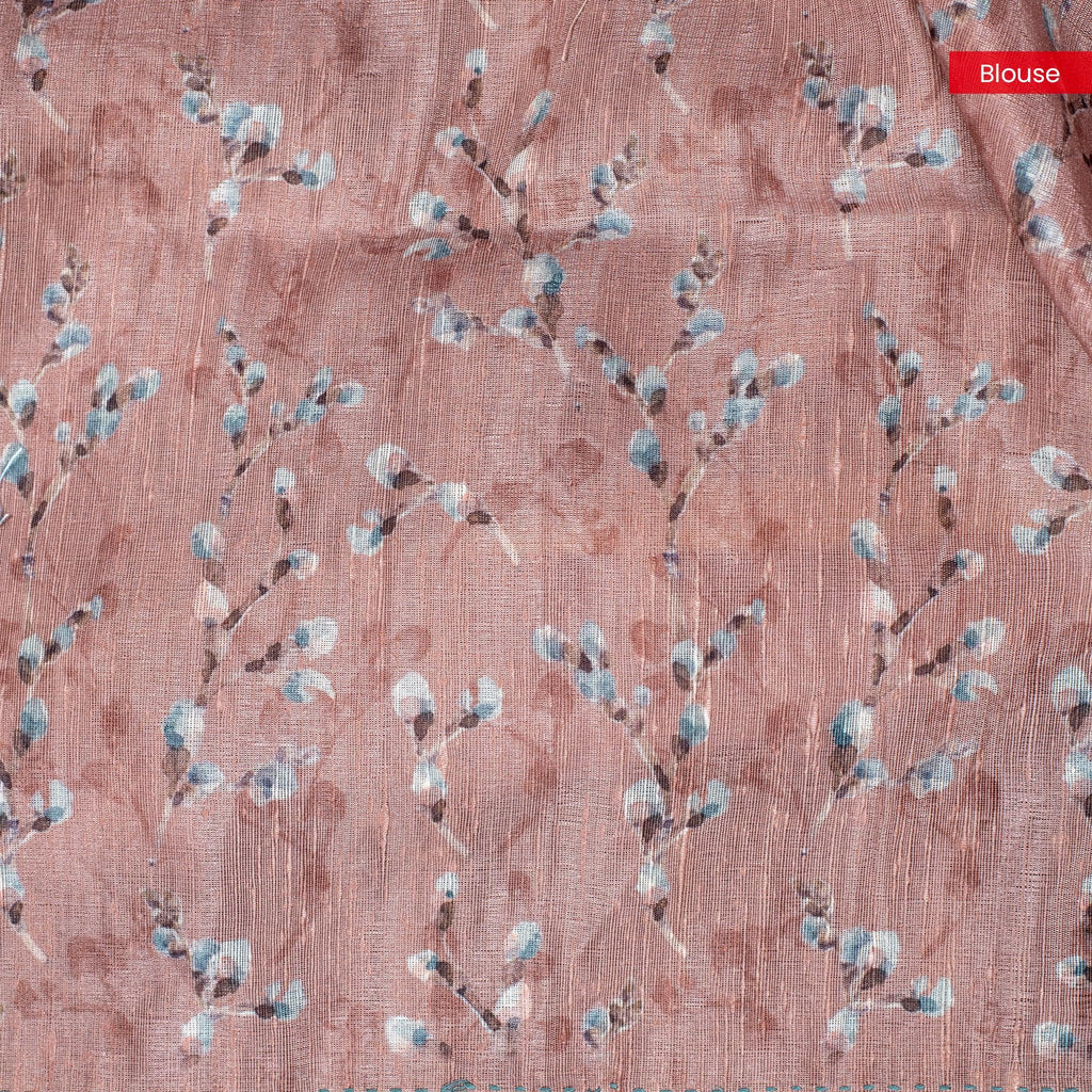 Soft Semi Tussar Silk Saree – Bird & Floral Digital Print - Kleem Boutique
