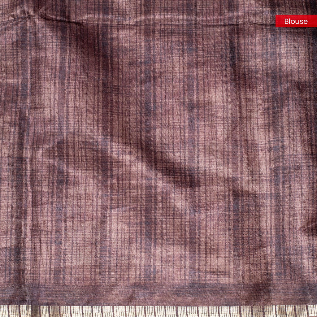 Semi Tussar Silk Saree – Kalamkari Floral Design with Zari Border - Kleem Boutique