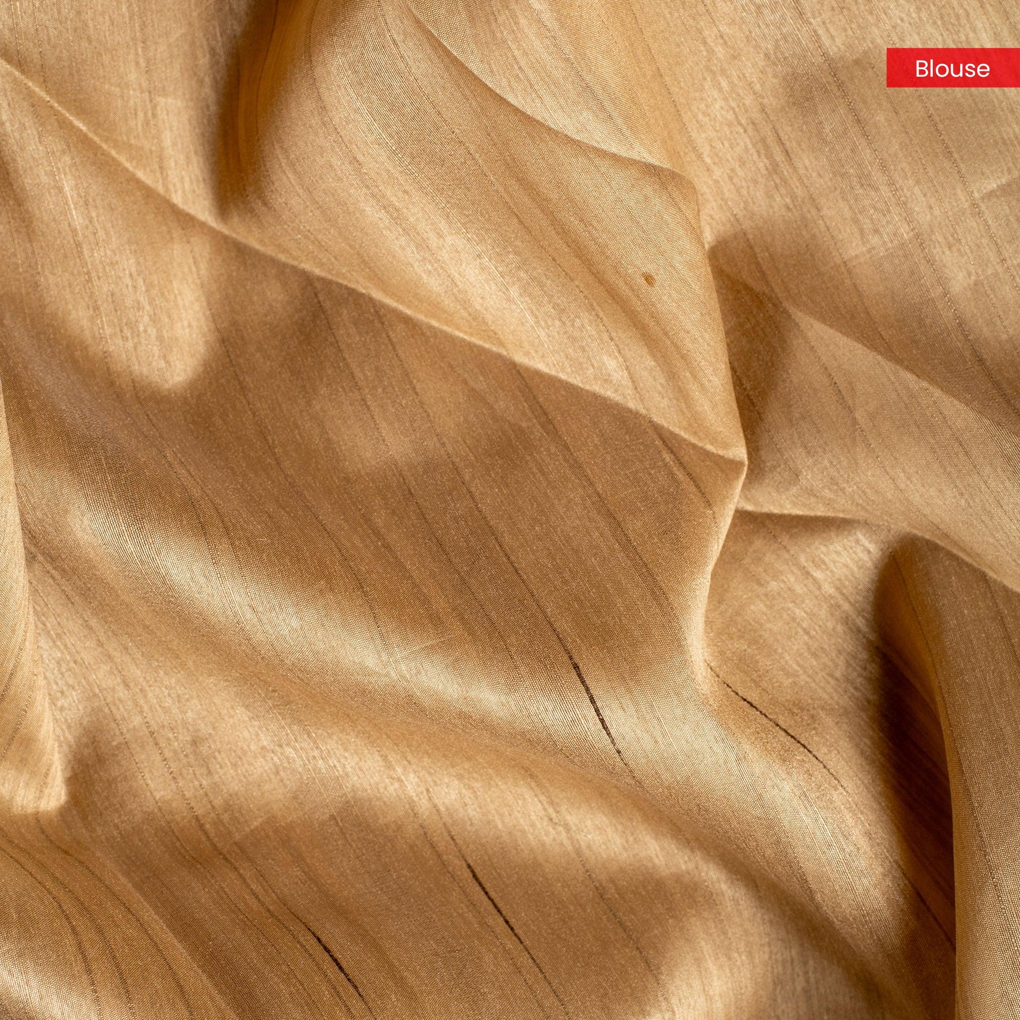 Semi Tussar Silk Saree with Applique Work – Off-White & Black - Kleem Boutique