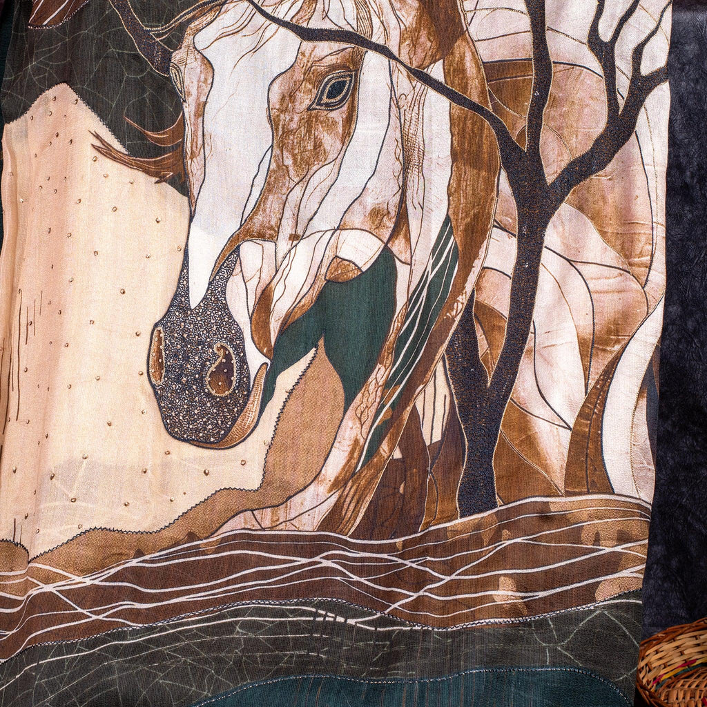 Handloom Soft Tussar Silk Saree – Digital Print with Antique Zari - Kleem Boutique