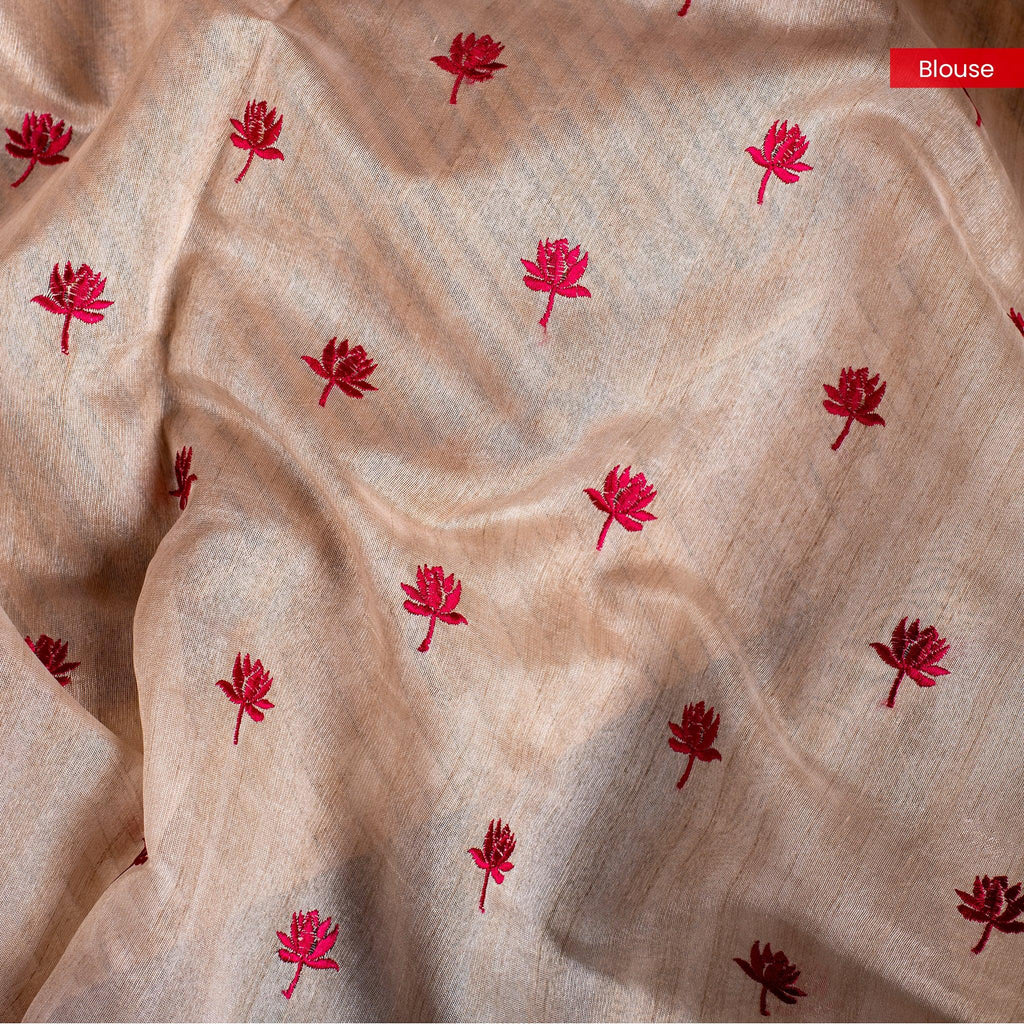 Semi Tussar Silk Saree – Vidarbha Style with Applique Work - Kleem Boutique