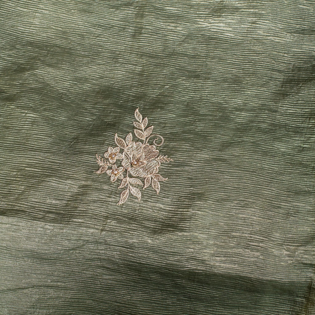 Crush Tissue Saree – Pista Green Colour - Kleem Boutique