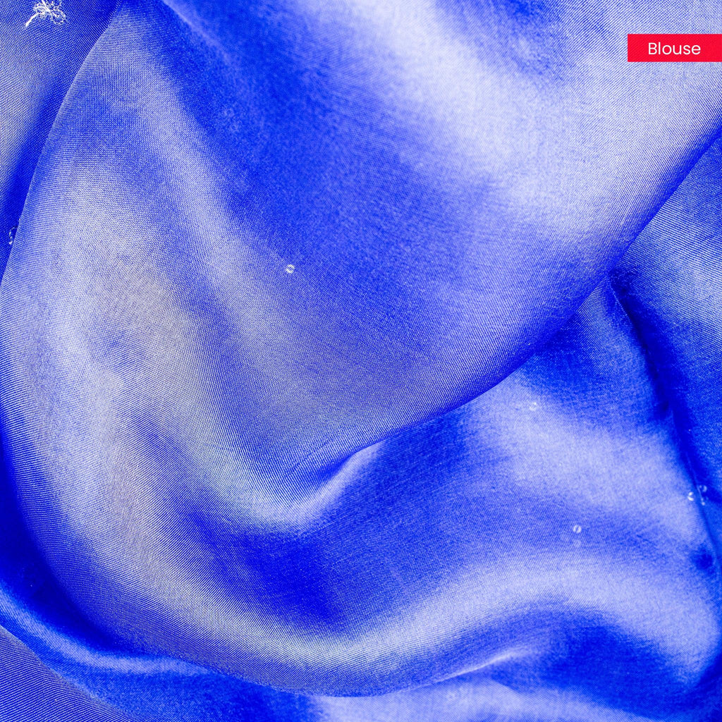 Handloom Kora Saree with Sequin Work – Deep Navy Blue