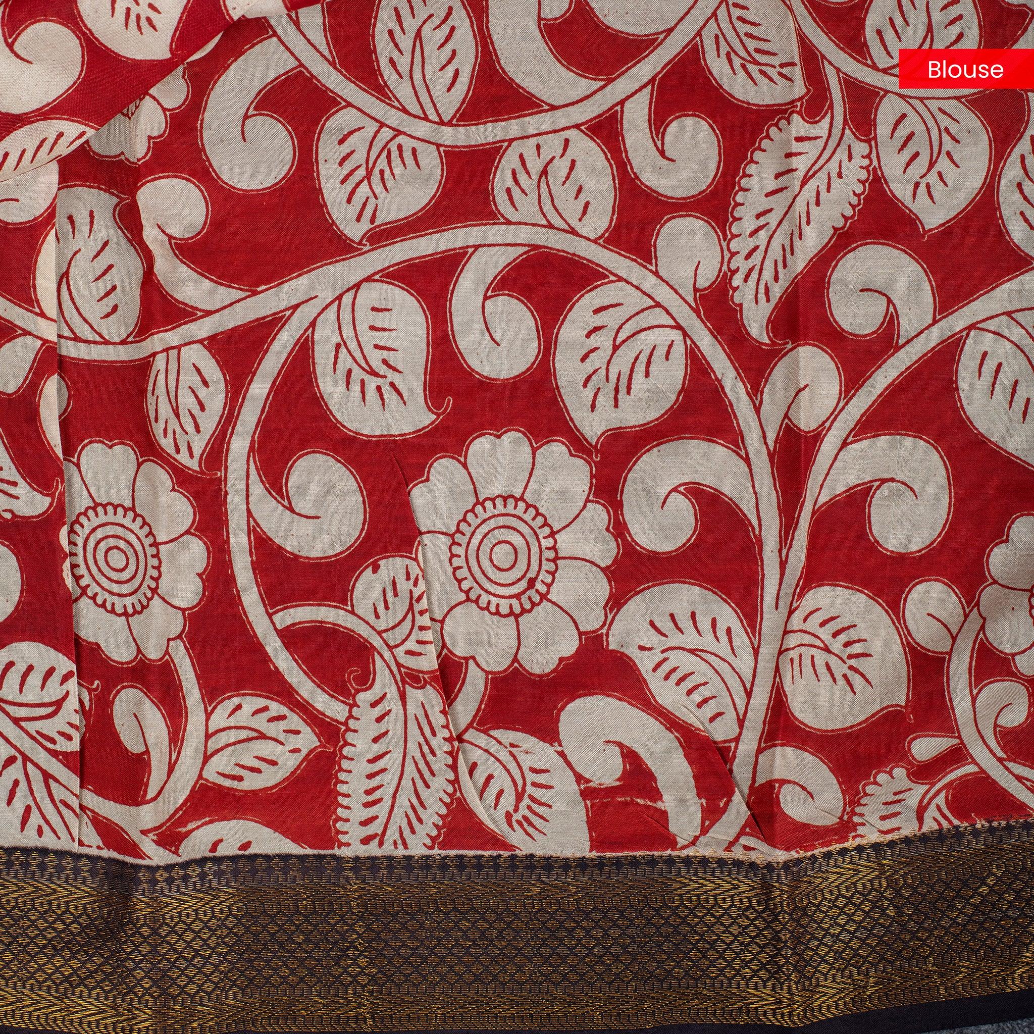 Pure Handloom Nizam Border Silk Saree with Kalamkari Print - Mehandi Green - Kleem Boutique